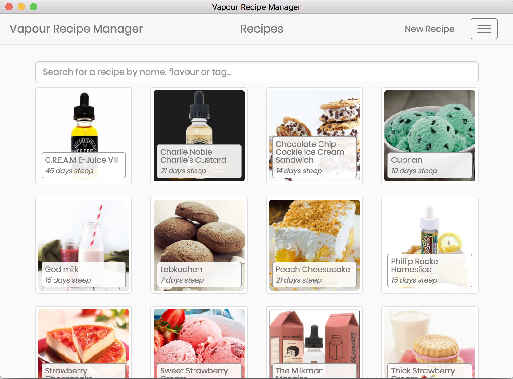 Vapour Recipe Manager
